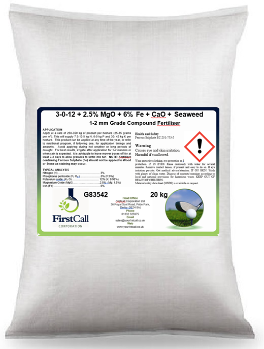 3-0-12 +2.5% MgO +6% Fe + CaO + SW 1-2mm Bag
