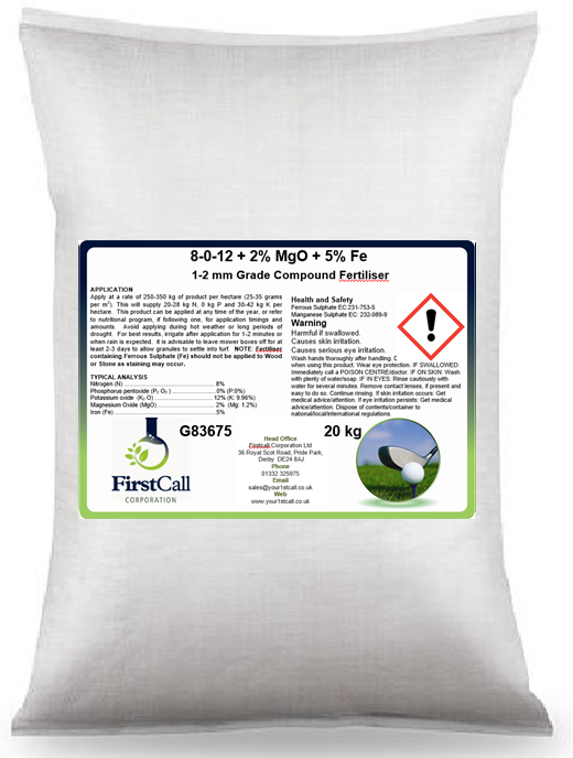 8-0-12 +2%MgO +5 1-2mm 20kg Bag